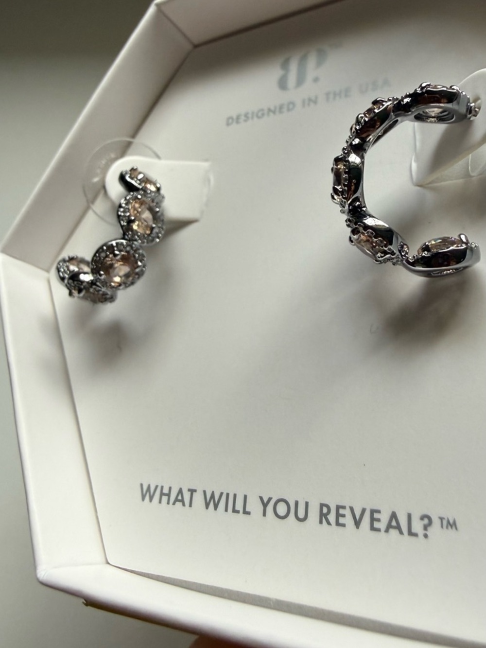 BP Lab created peach sapphire hoops